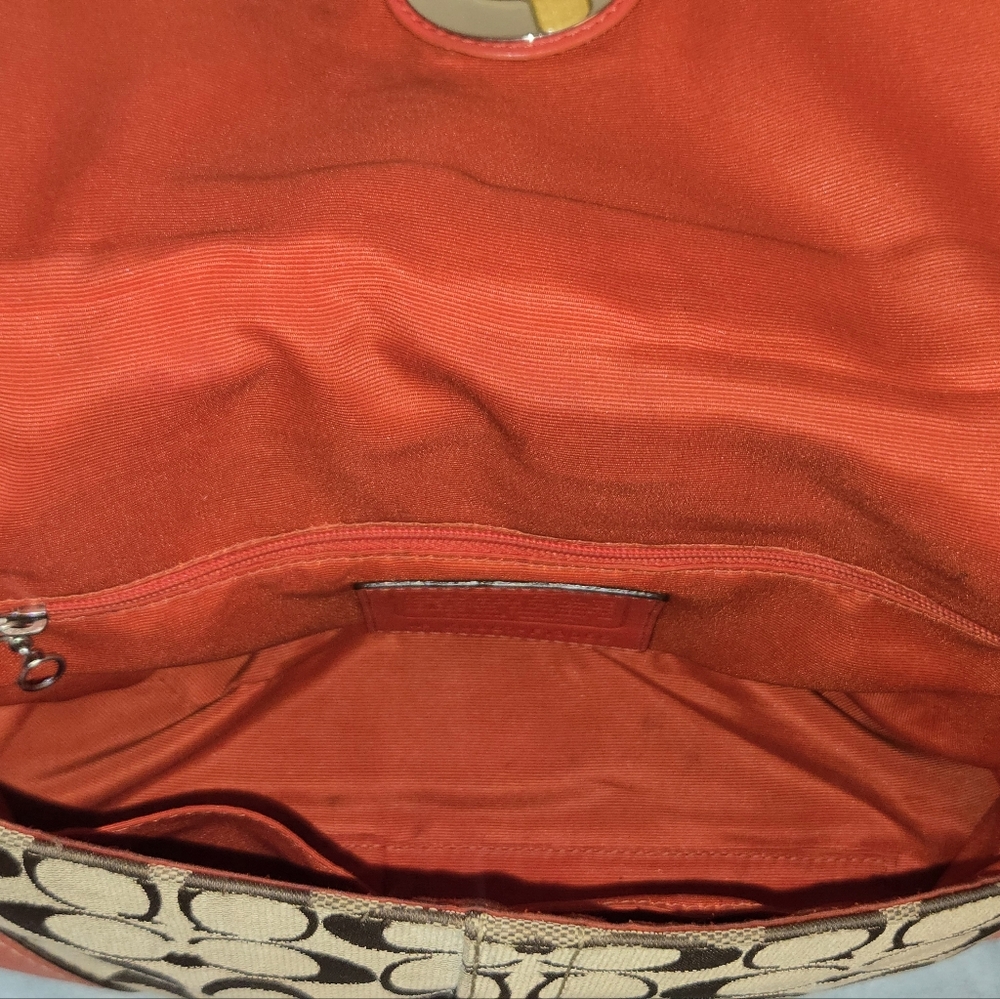 Coach Tan with Red Leather Trim, Y2K, Adjustable Strap Purse - Picture 14 of 17